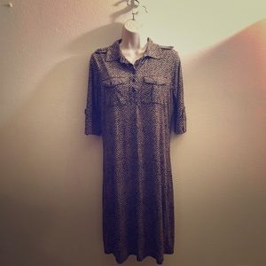 Brown and black knee length dress